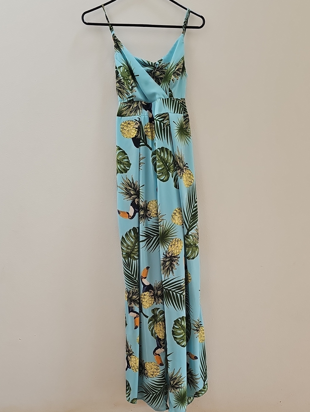 NanaMacs Light Blue Tropical Maxi Culottes with Pineapple & Palm Print